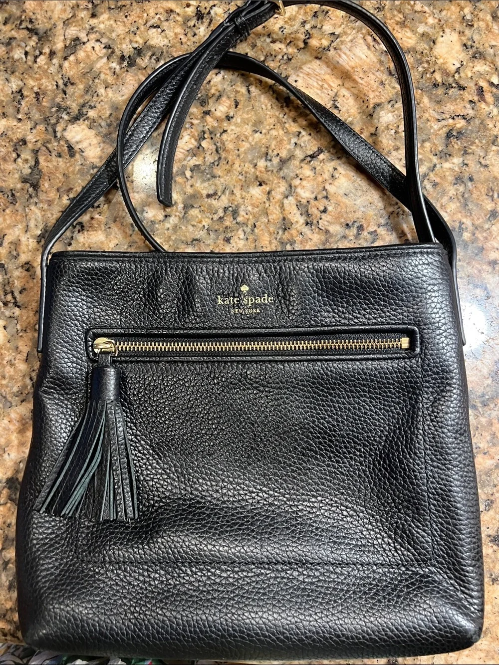 Kate Spade Chester St Dessi crossbody bag black pebbled leather